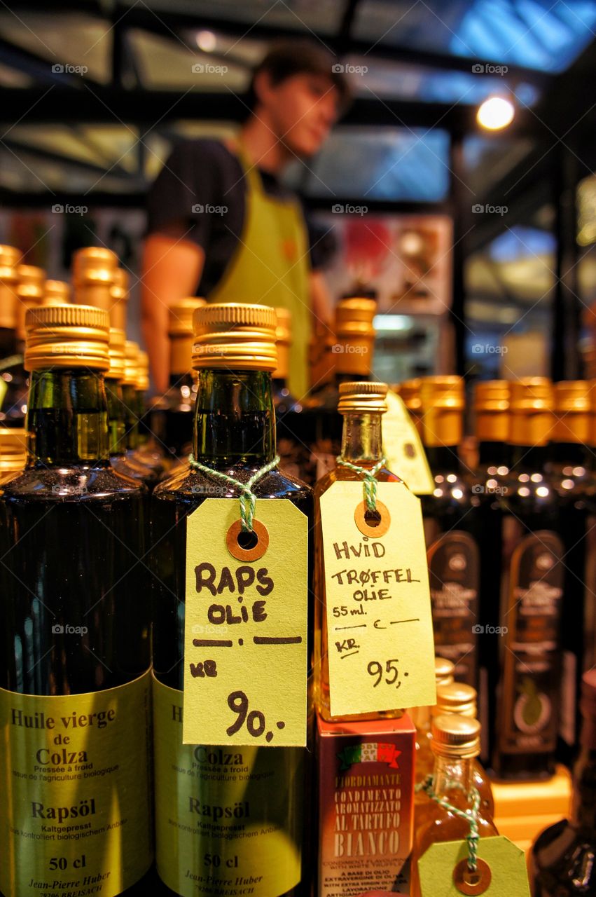 Rapeseed oil in bottles