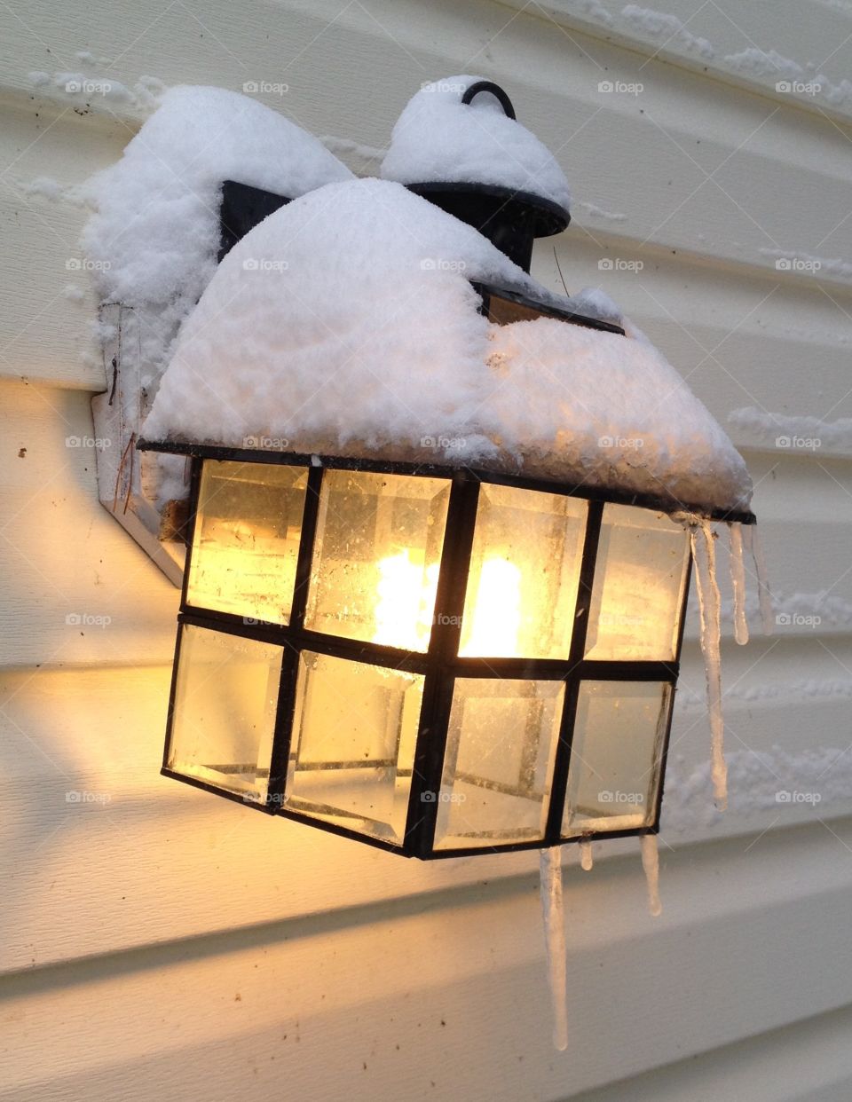 Snowy Porch Light - Winter Storm Jonas