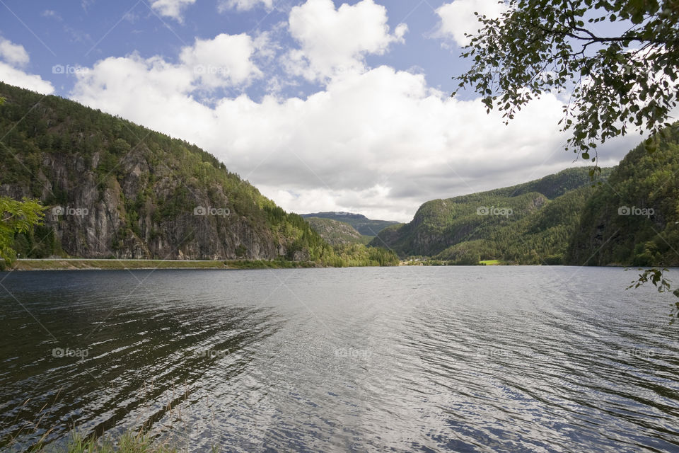 View on mountain lake in Norway.