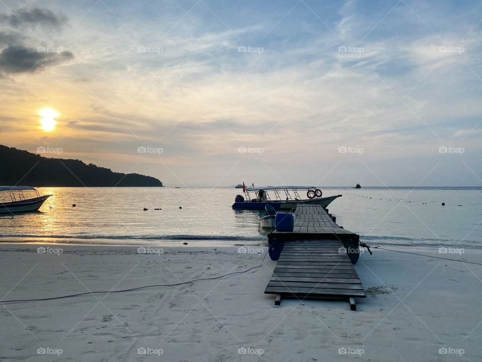 A small wooden jetty for the passage of tourists from the boat to the land.