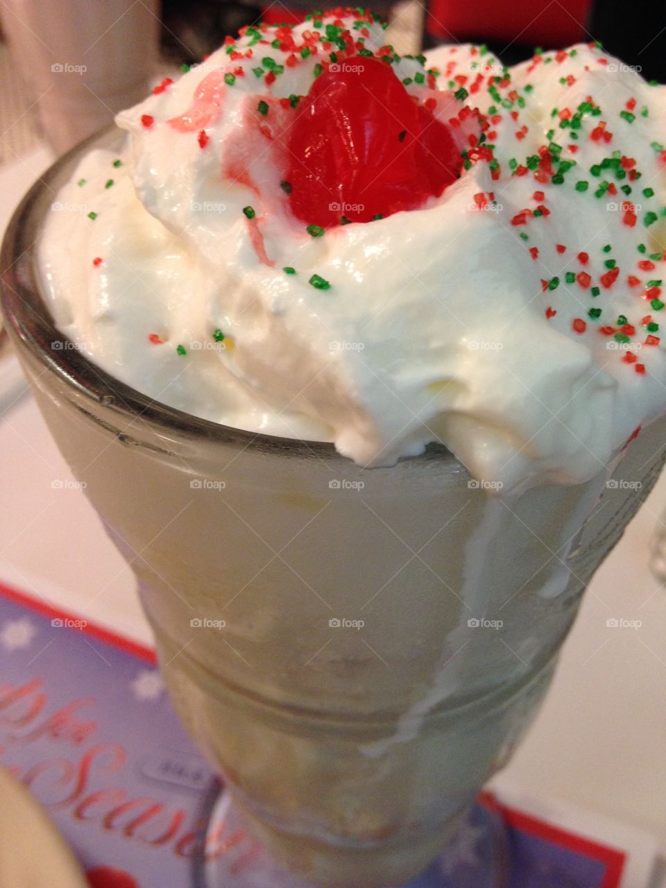 A melting white chocolate shake