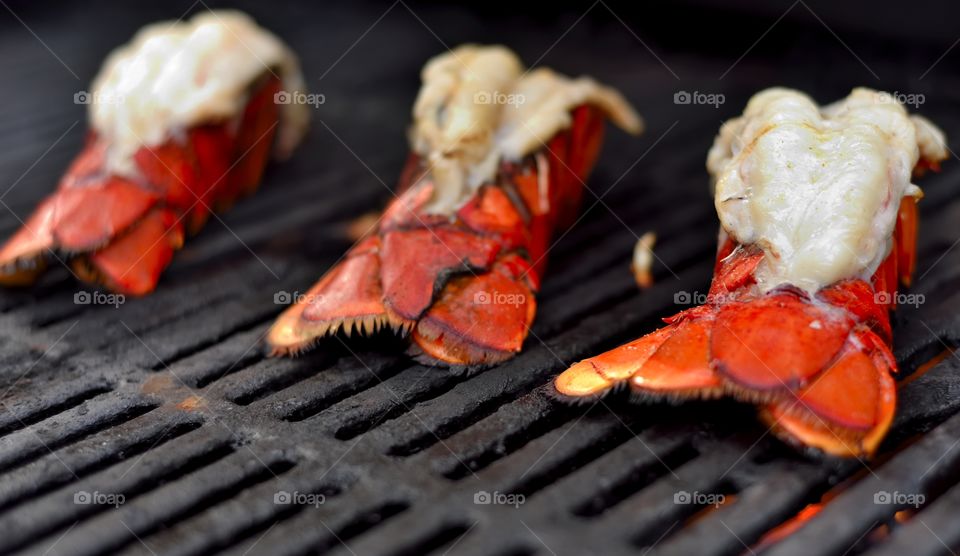 Lobster tails on the grill