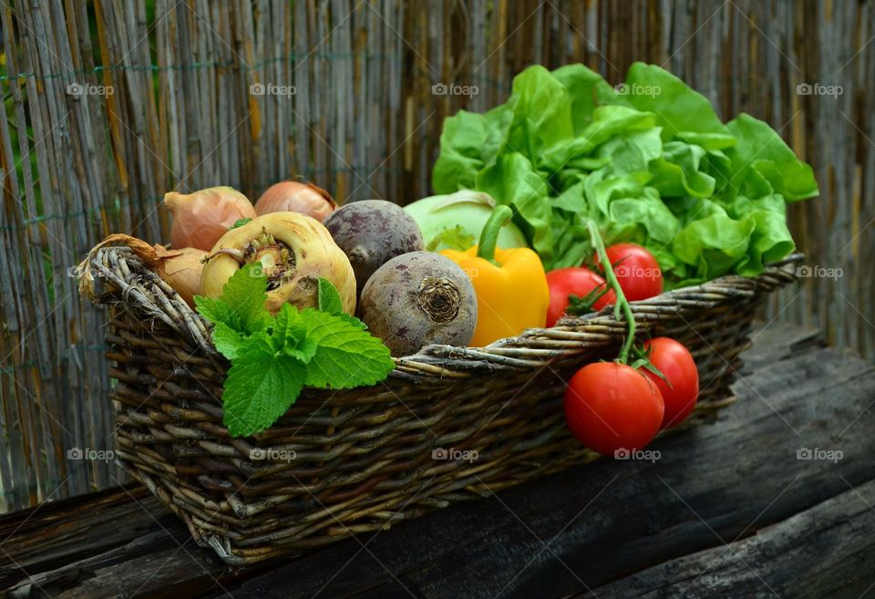 basket of  vegetables