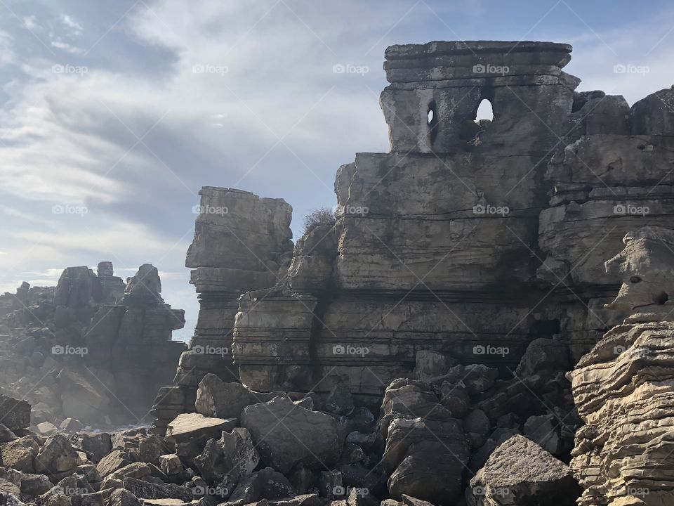 Rock formations on the Atlantic coastline at Peniche in Portugal - no edits, no filters