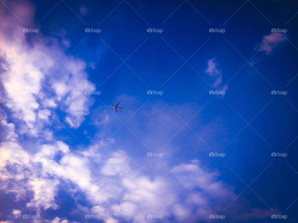 airplane across the sky