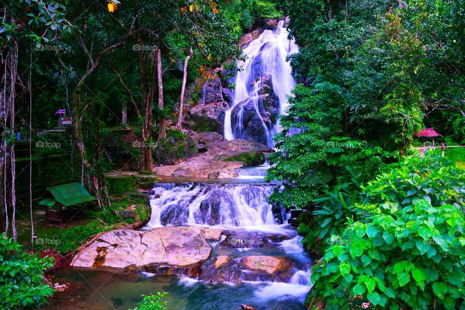 Waterfall at Ranong provence in the south of Thailand