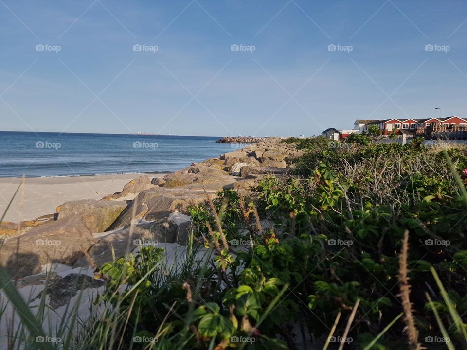 Red house on the beach 