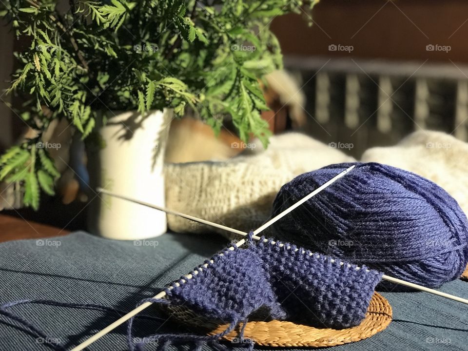 Knitting on a knit scarf