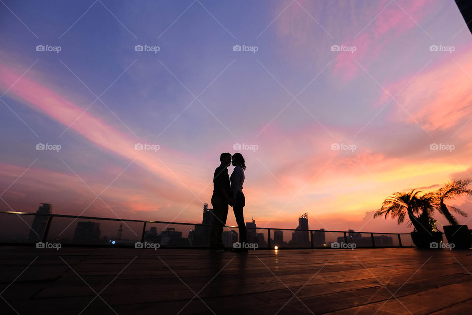 sunset in rooftop