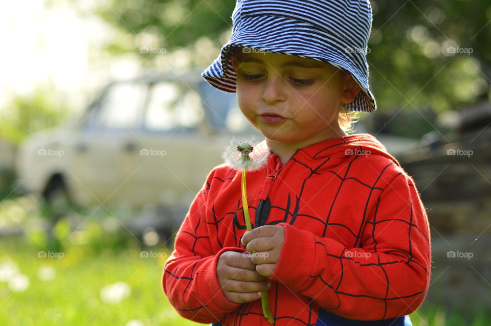 Little boy with a blower series