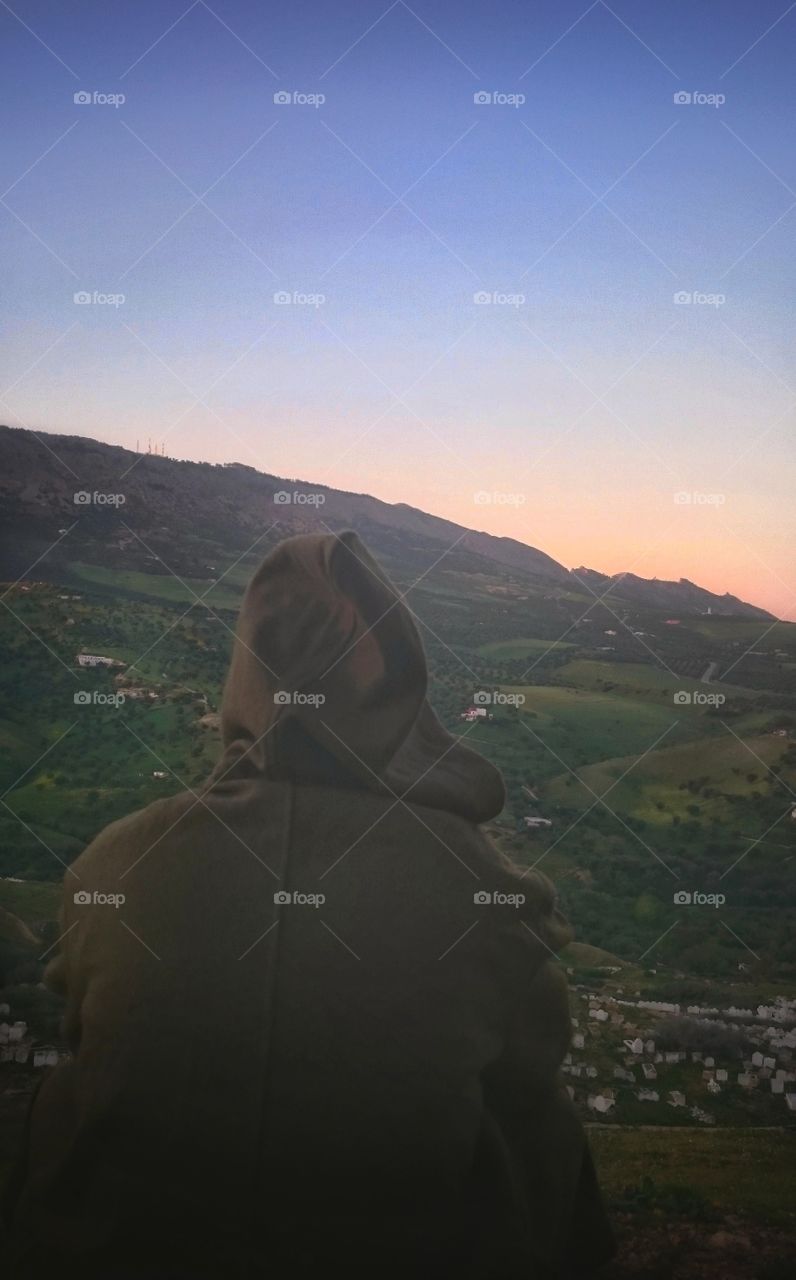 watching a beautiful view of sunset