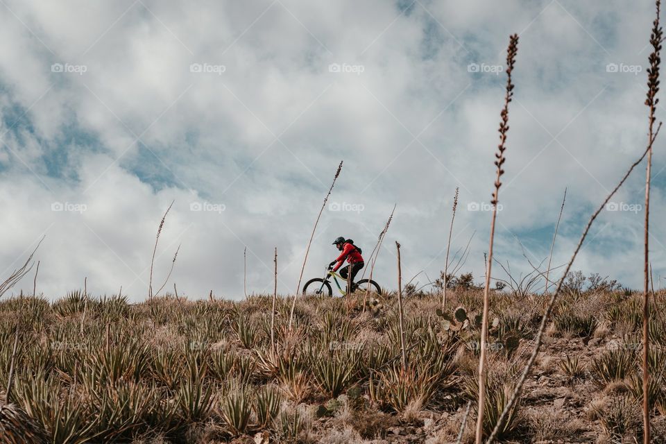 Mountain Biker On A Hillside