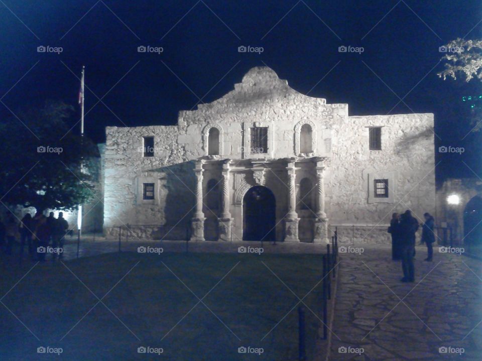 Alamo at night in San Antonio Texas
