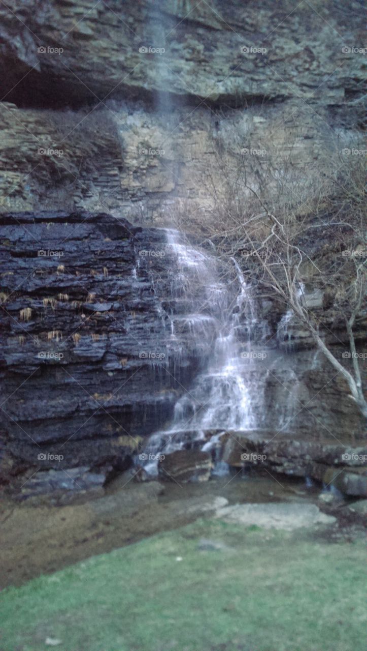 mini waterfall. Mini waterfall side the highway