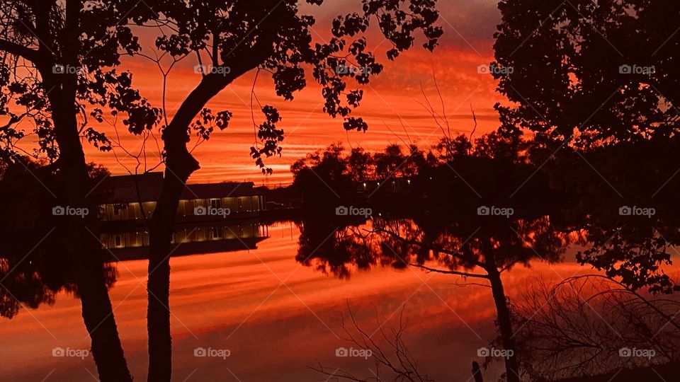 Fiery Ending to. Gorgeous day when finishing looked gloomy and to see the sky bust out with glorious Red Cover. 