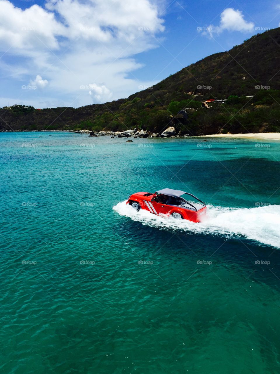 Car on surface of water