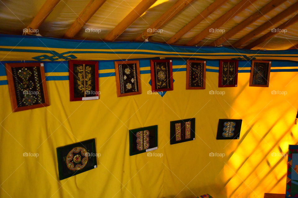 view inside the yurt. history of the people of Kalmykia