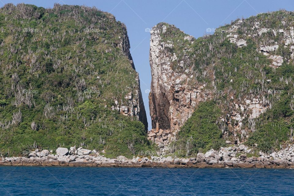 Praia com paisagem linda e fantástica no Brasil, na região do Lagos no Rio de Janeiro, em Arraial do Cabo