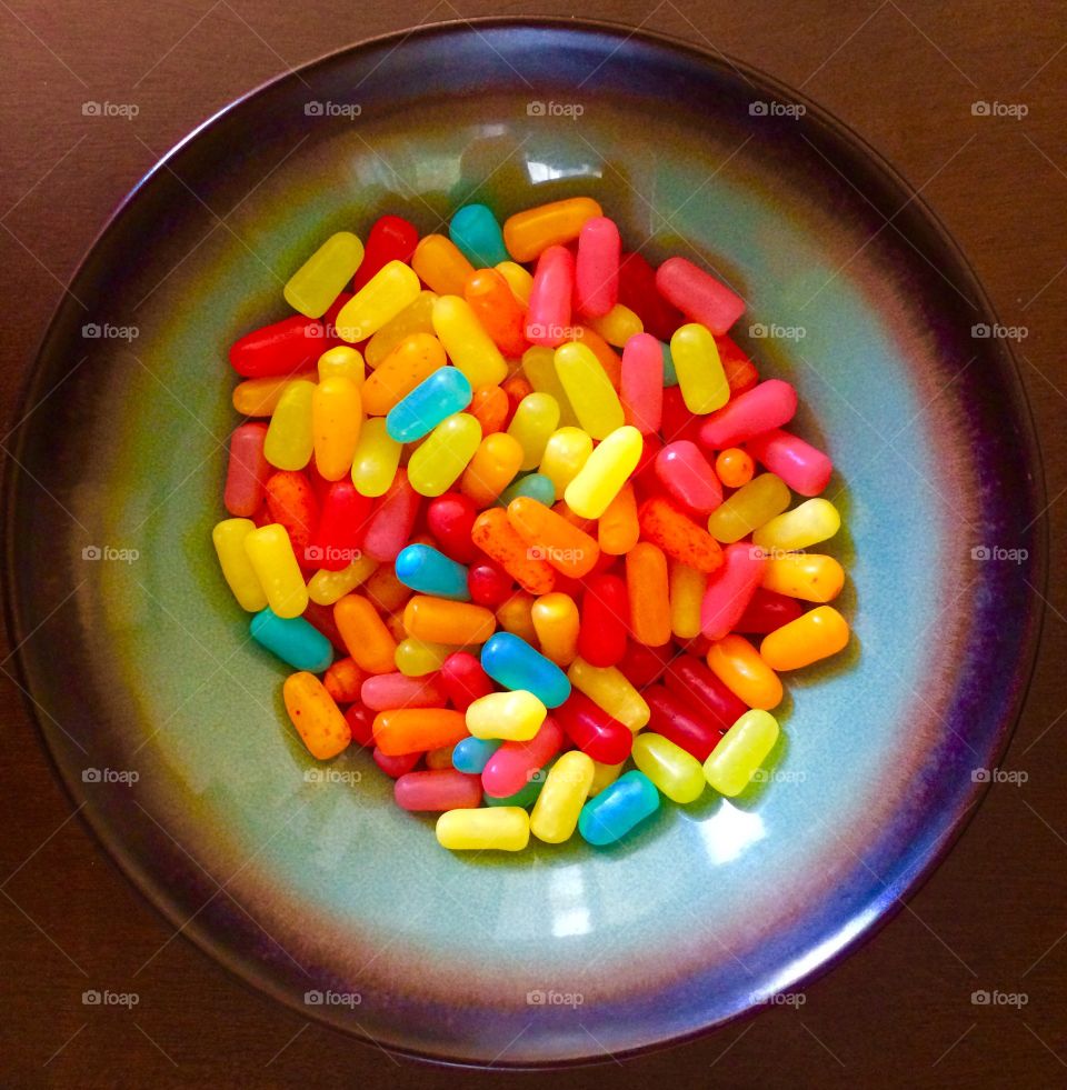 Colorful candies on table