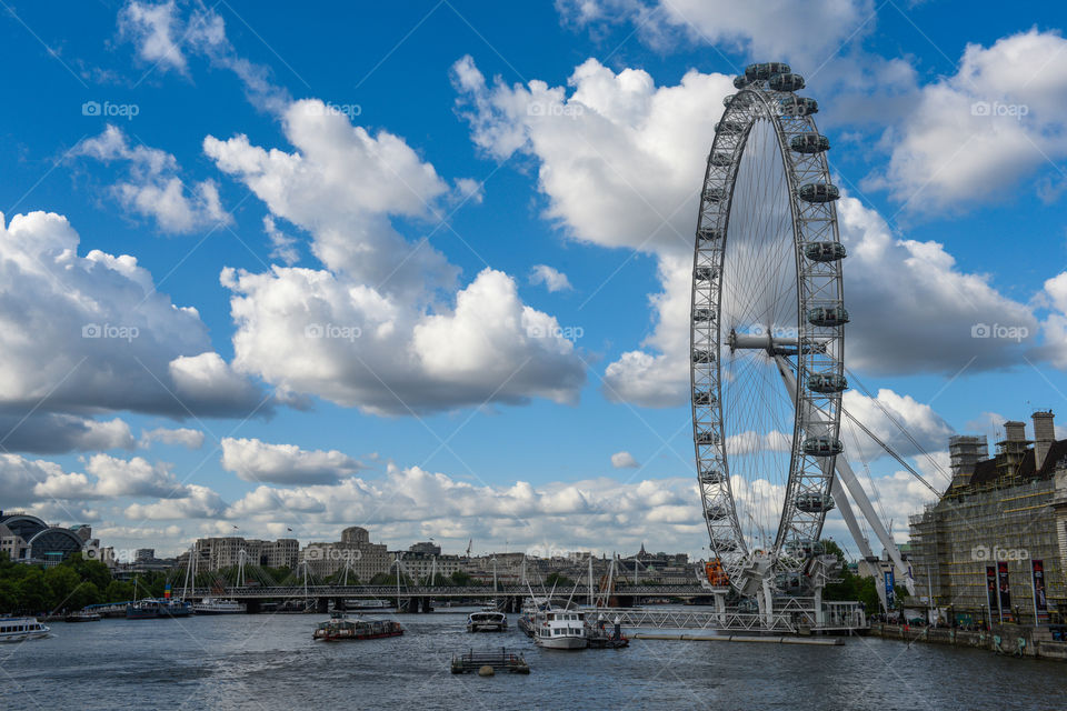 London Eye in London from Westminister Bridge.