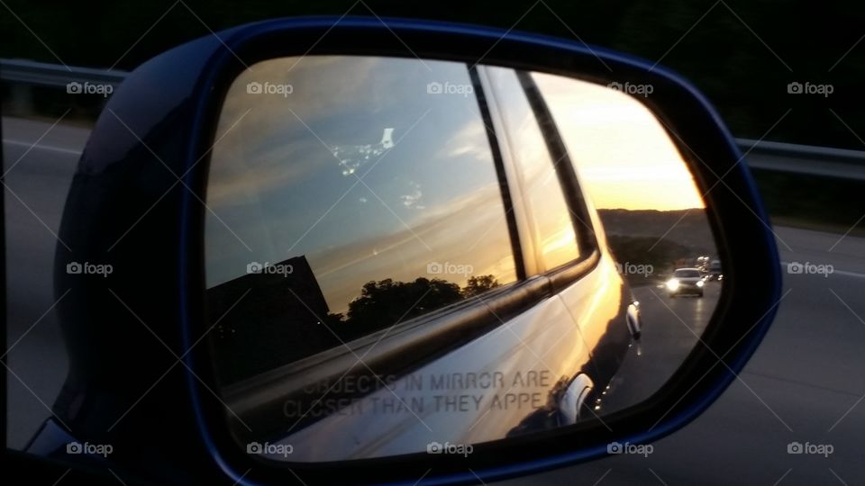 sunrise in a car