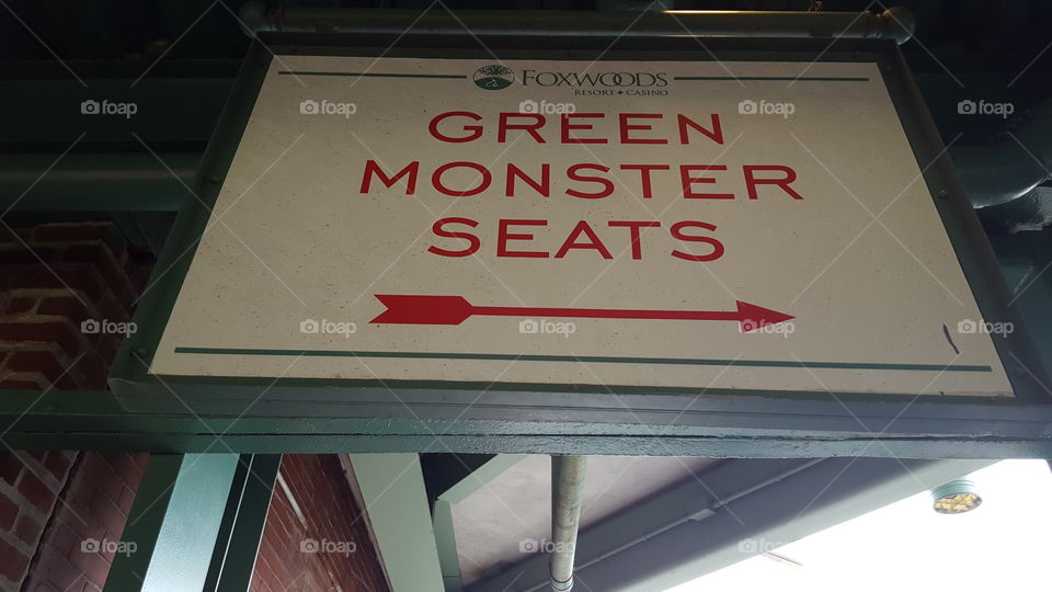 Sign for Green Monster Seats in Fenway Park