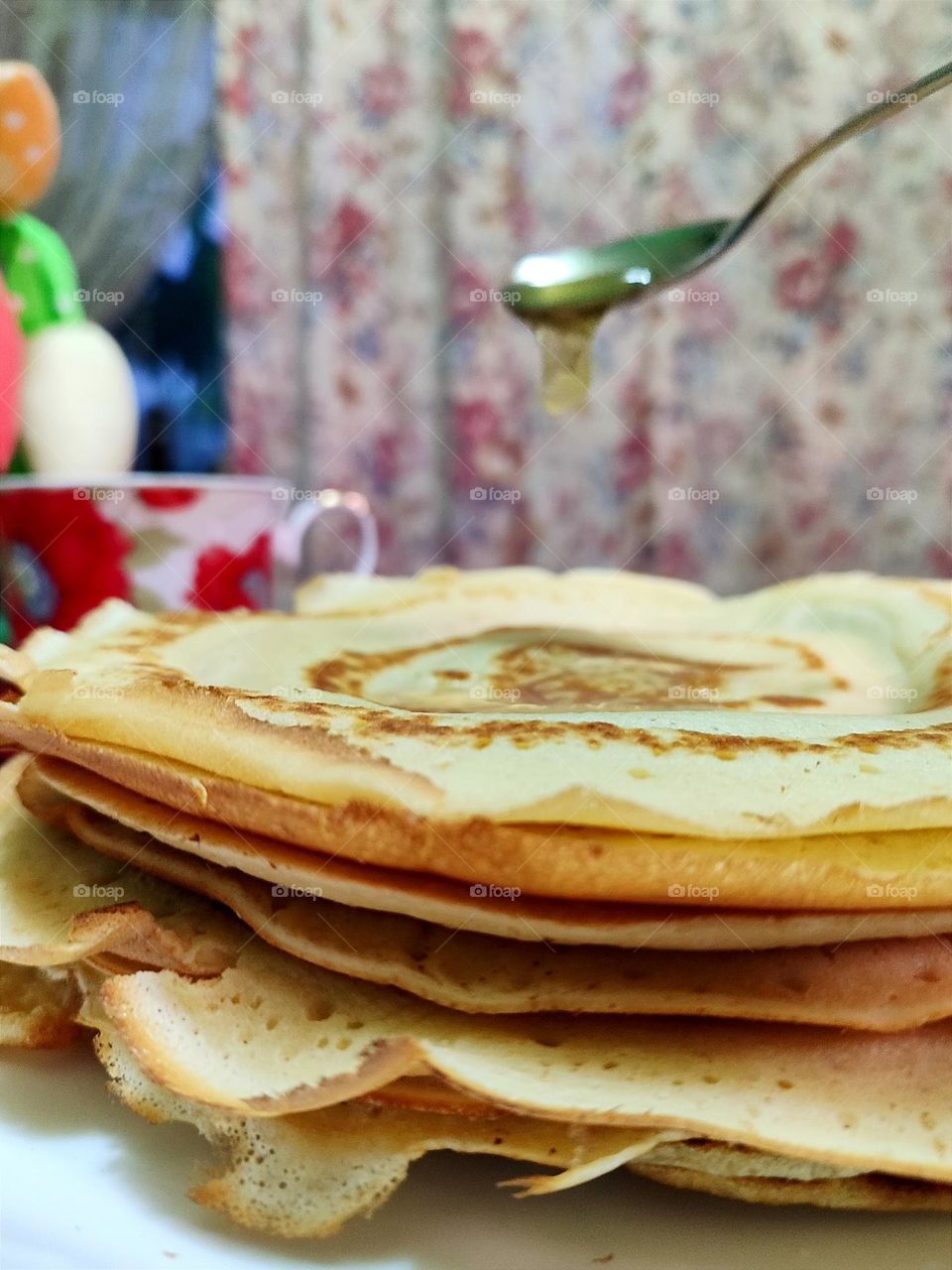 Pancakes. Maslenitsa. Honey. pancakes with honey,