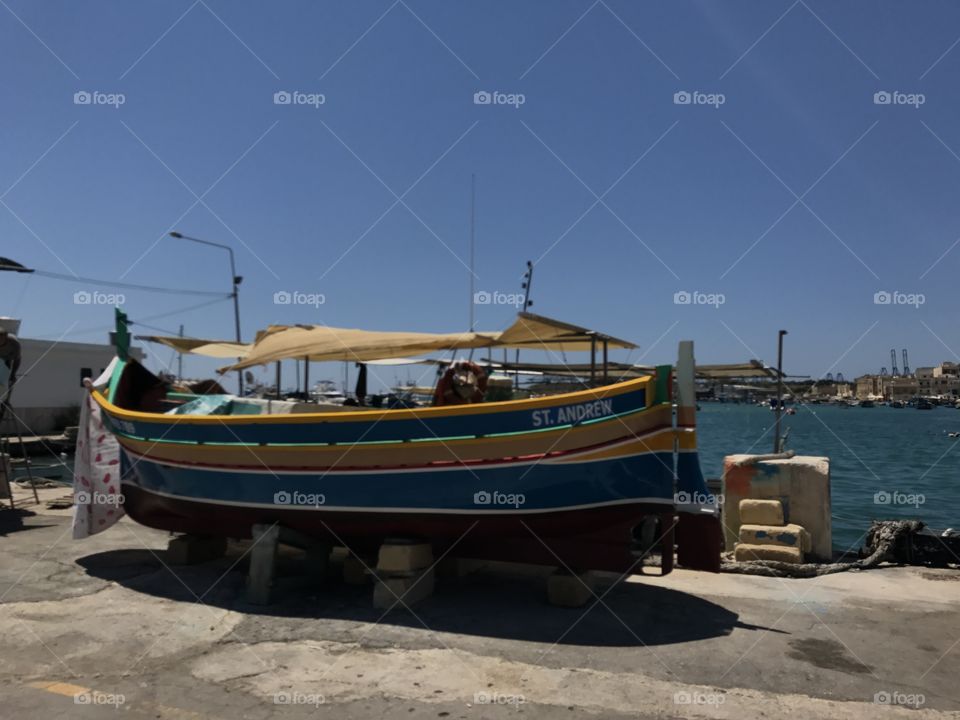 Luzzu boat , Marsasloxx village Malta 