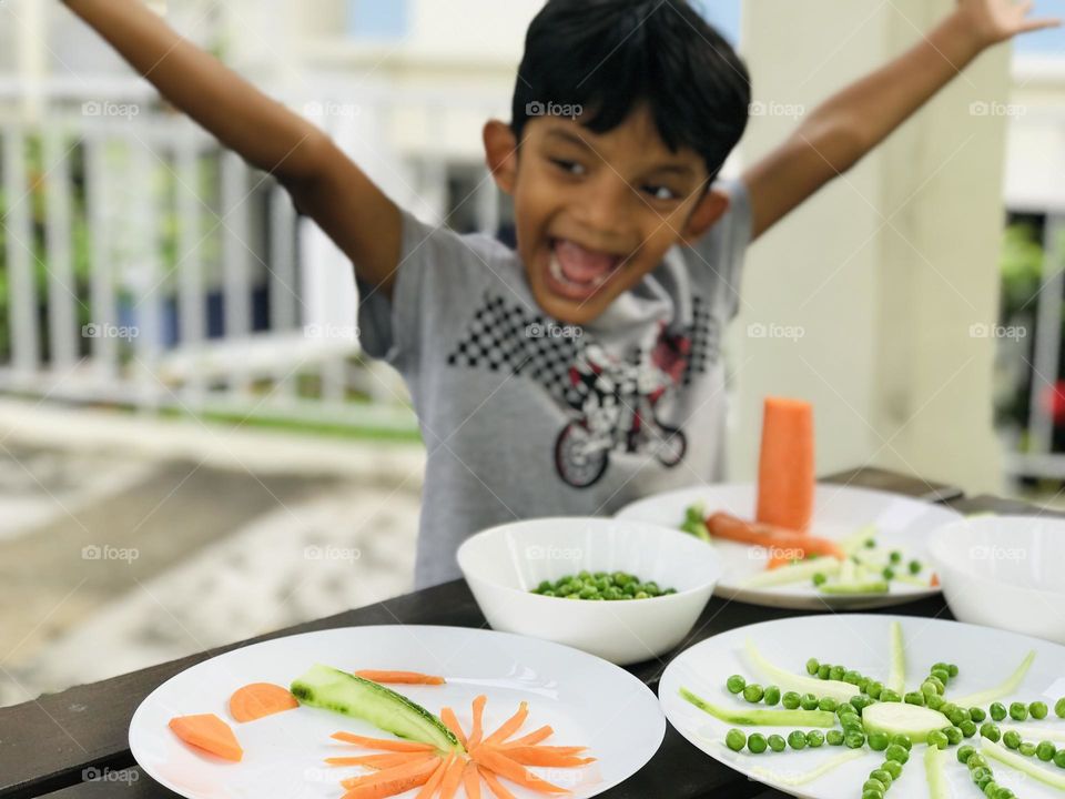 Boy feels surprise when he completed his task