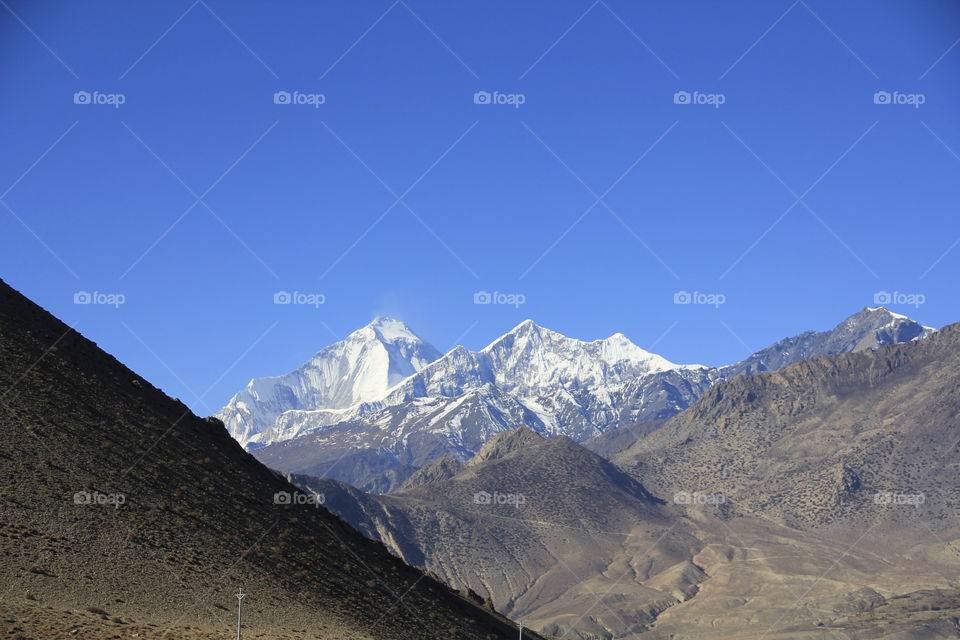 view of snowmountain. Himalaya region of nepal