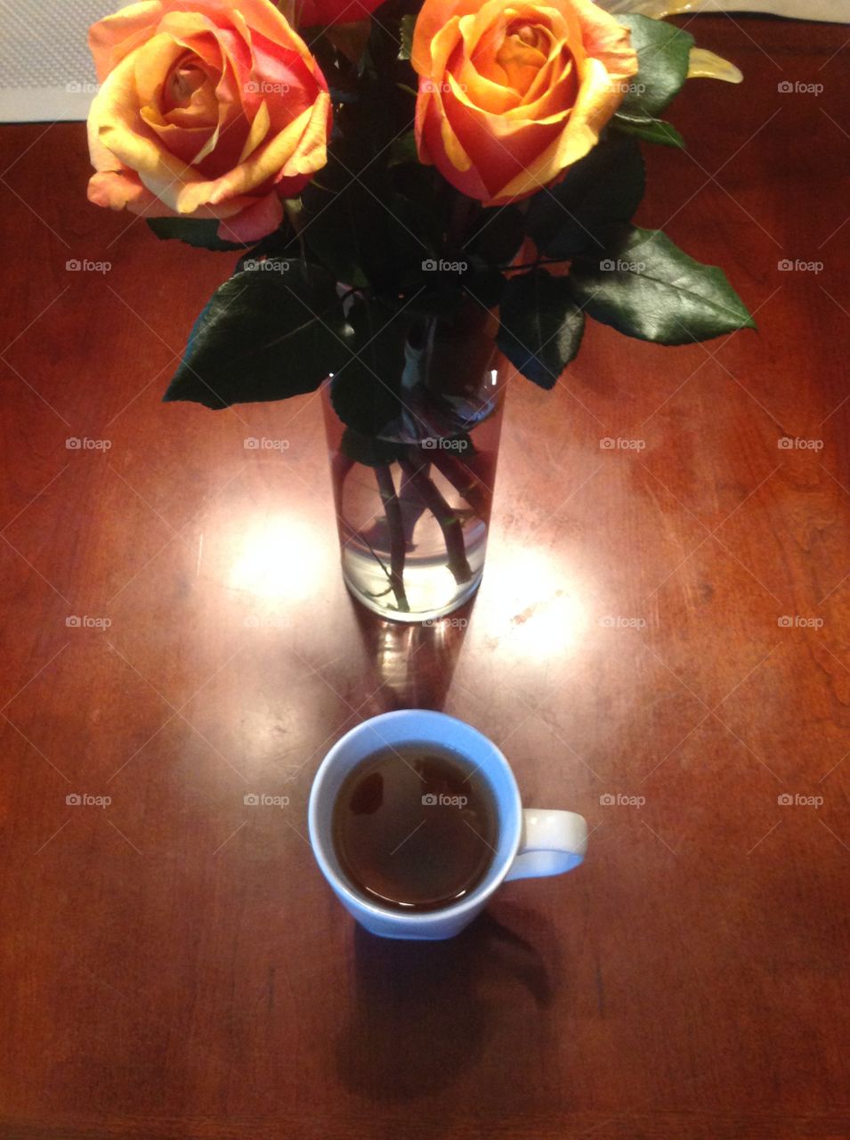 Enjoying a hot cup of tea on a rainy morning. 