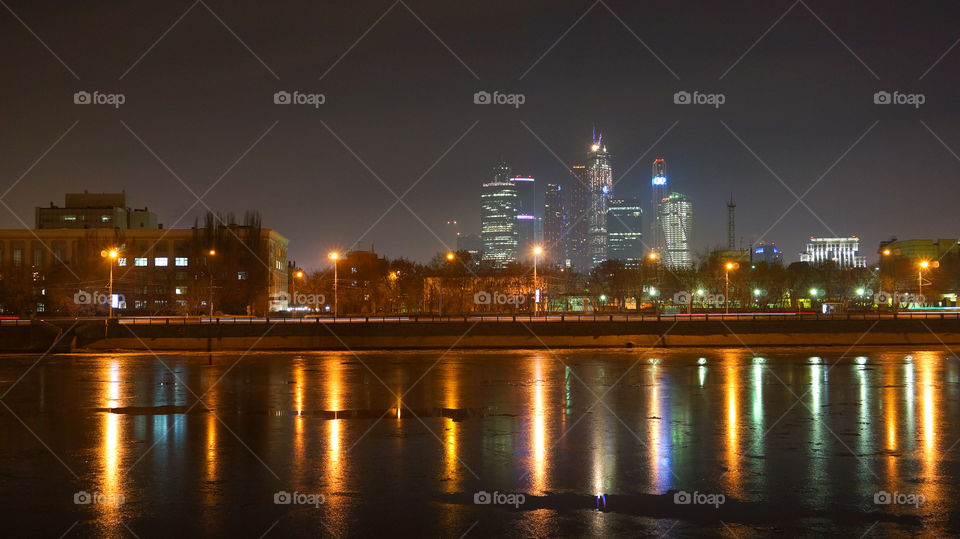 night Moscow city view