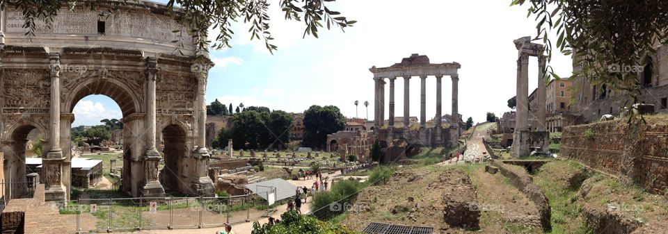 Panorama of the Roman forum in Rome, italy