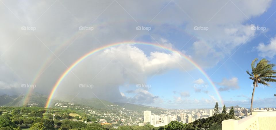 Beautiful double rainbow, in Hawaiian sky!!!
