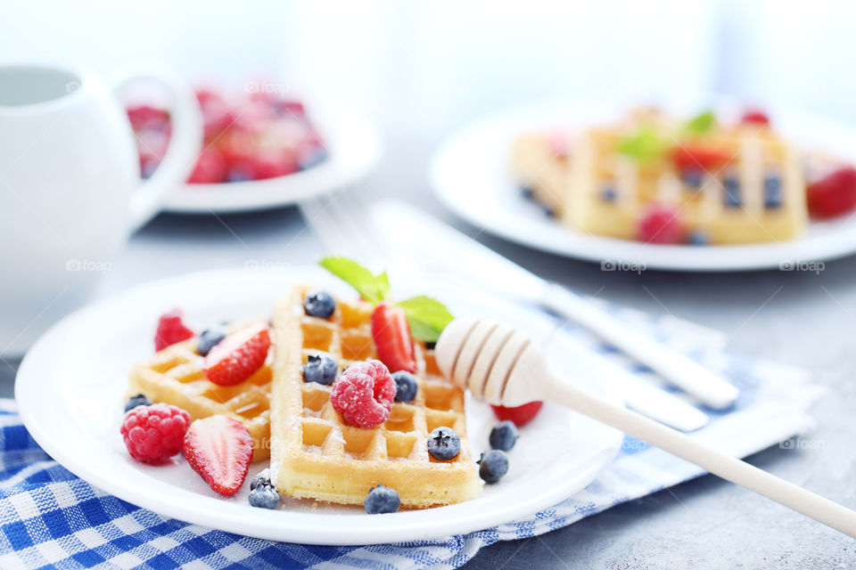 Belgium waffles with berries