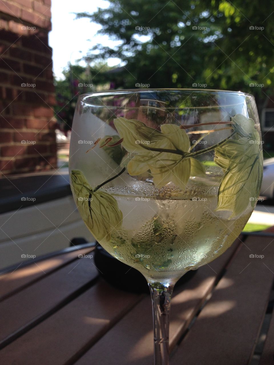 Chilled wine in decorative glass 