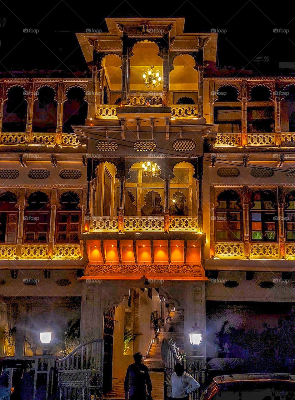 Beauty of warm lights of evening