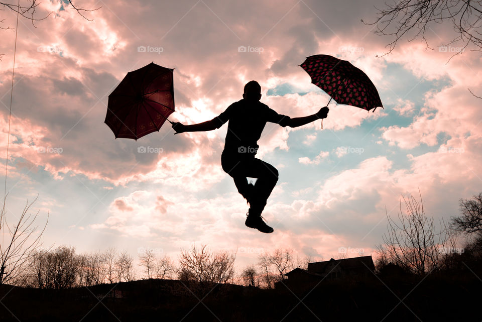 Silhouette of a jumping person