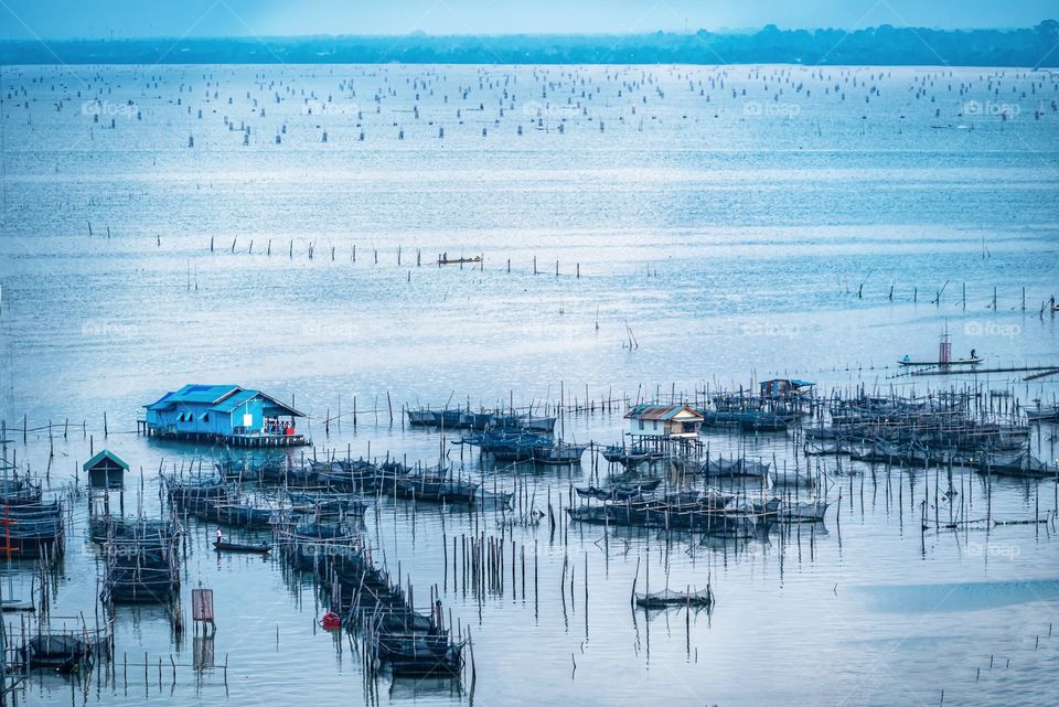 Beautiful scene of colorful home stay in sea scape at Ko Yo Thailand