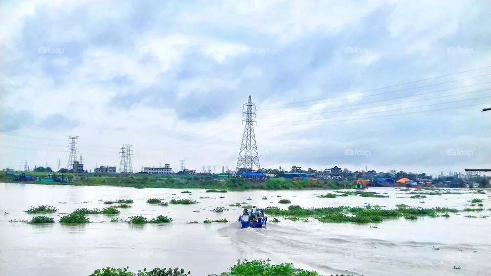 The Turag River at Aminbazar Gabtoli in Dhaka, Bangladesh.