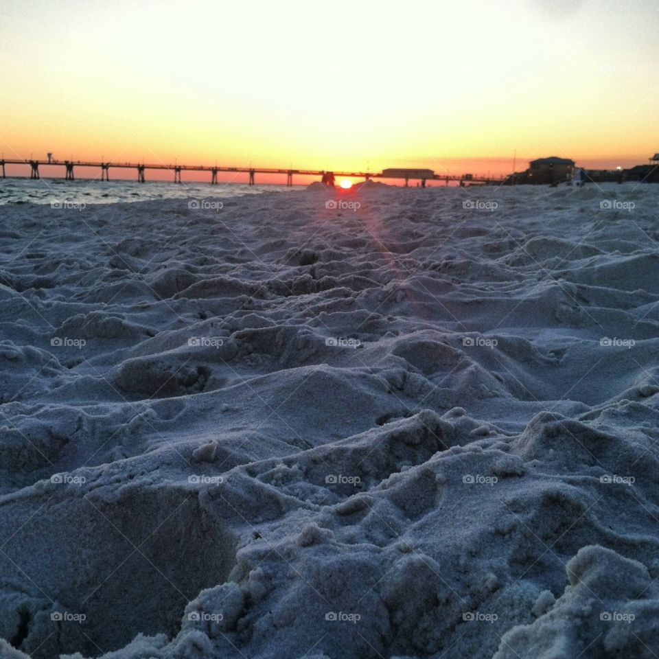 Sandy beach sunset 