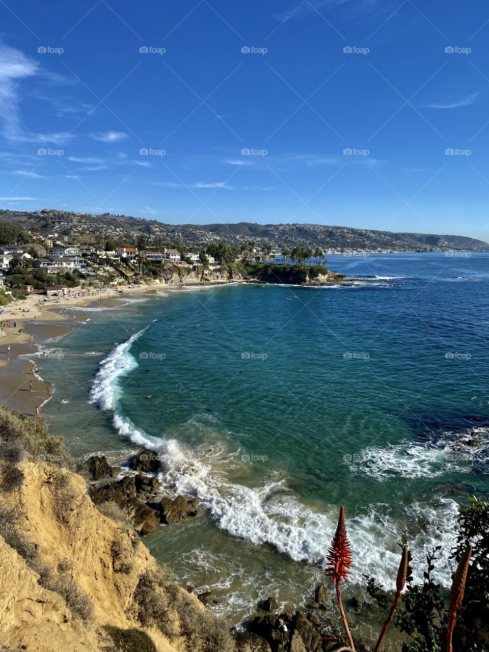A view Crescent Bay Beach from Crescent Bay Point Park in Laguna Beach California 