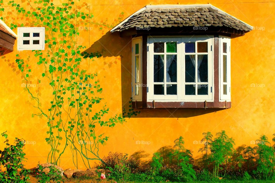 Beautiful decor white window on the beauty home.