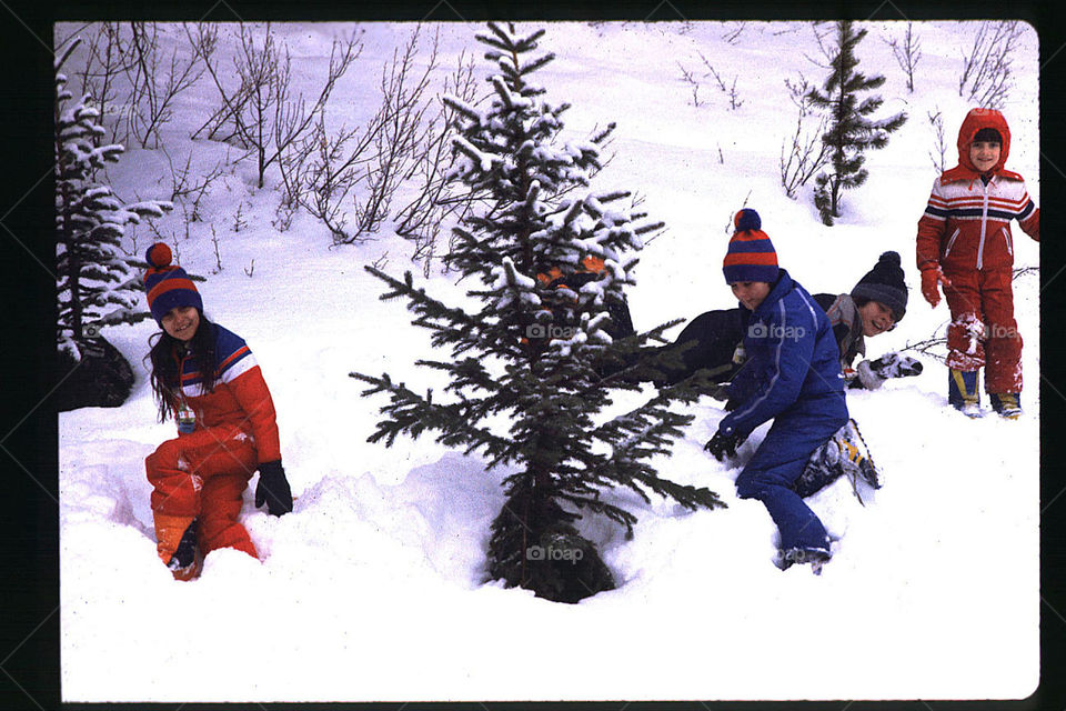 My kids having fun in snow