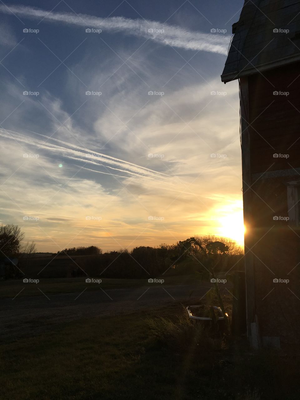 Sun rays through the barn