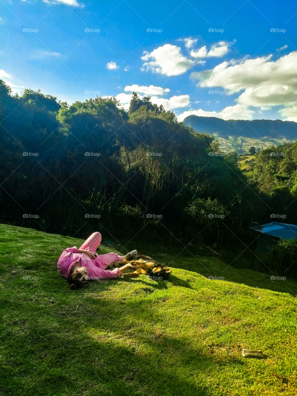 Playing at the mountain