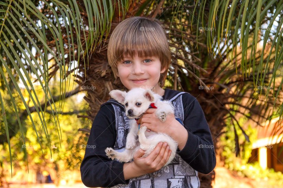 My kid with your puppie
