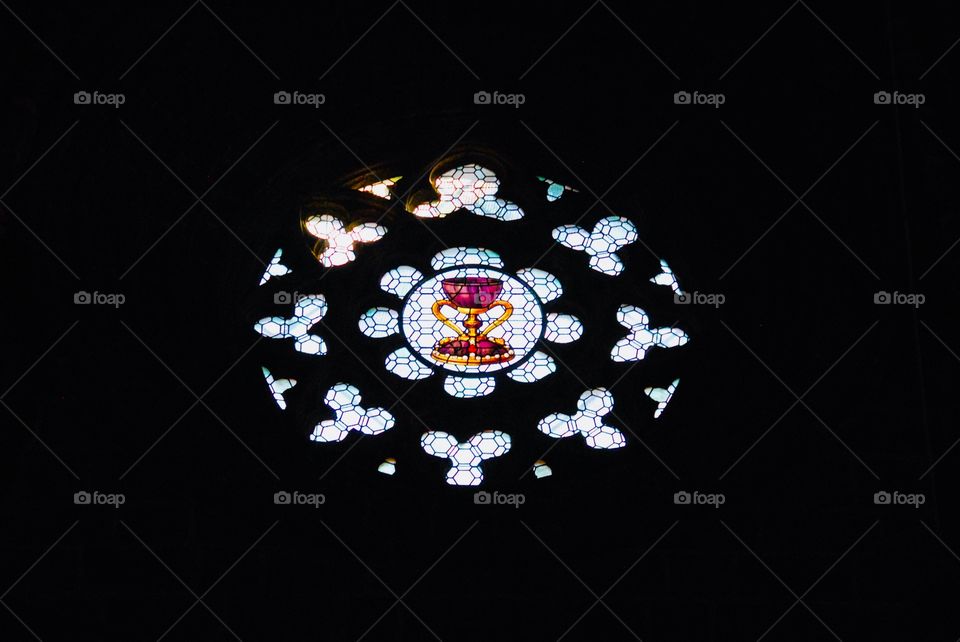 A window in the Holy Grail Chapel in Valencia, Spain 