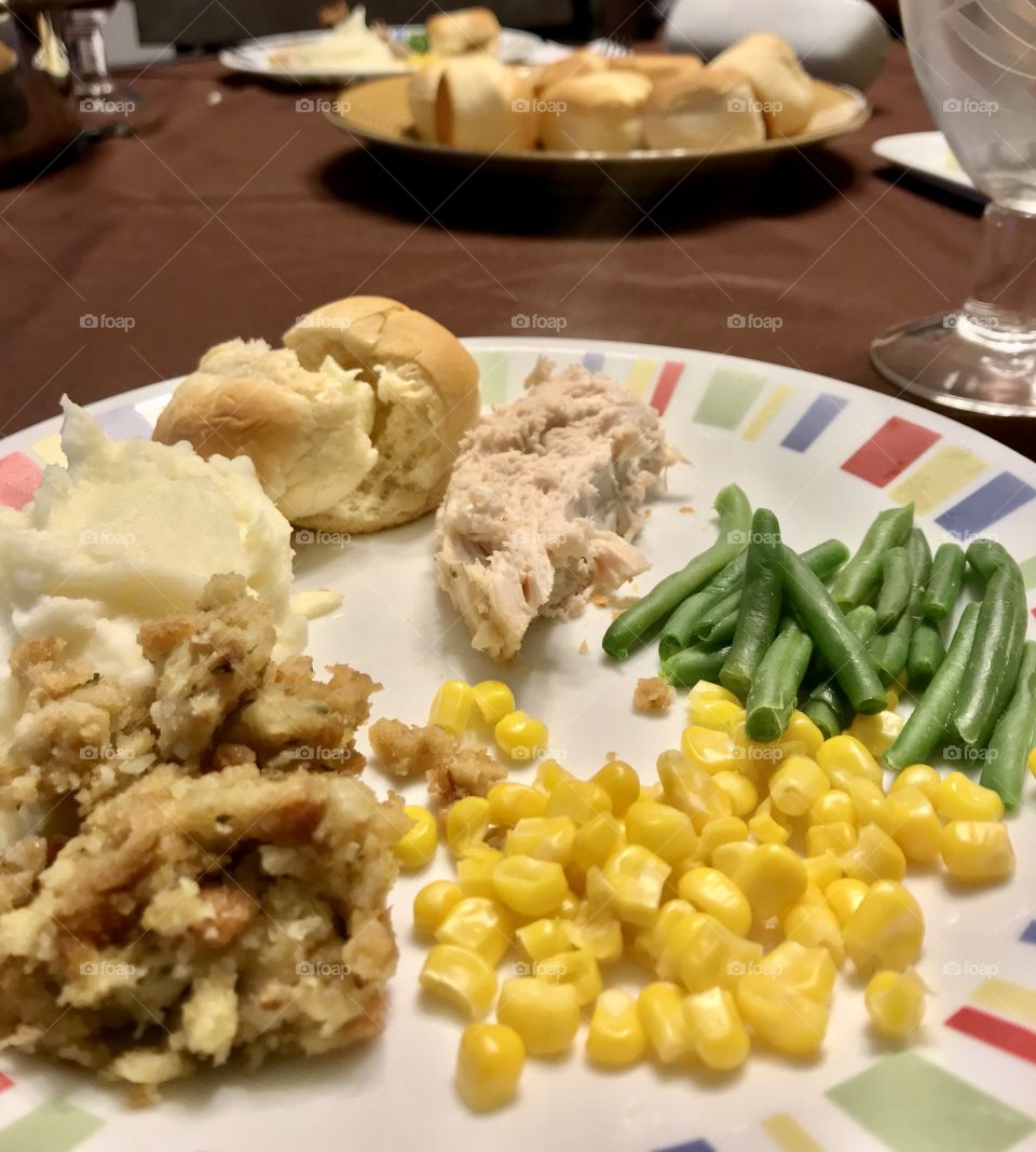 Thanksgiving dinner on a plate 