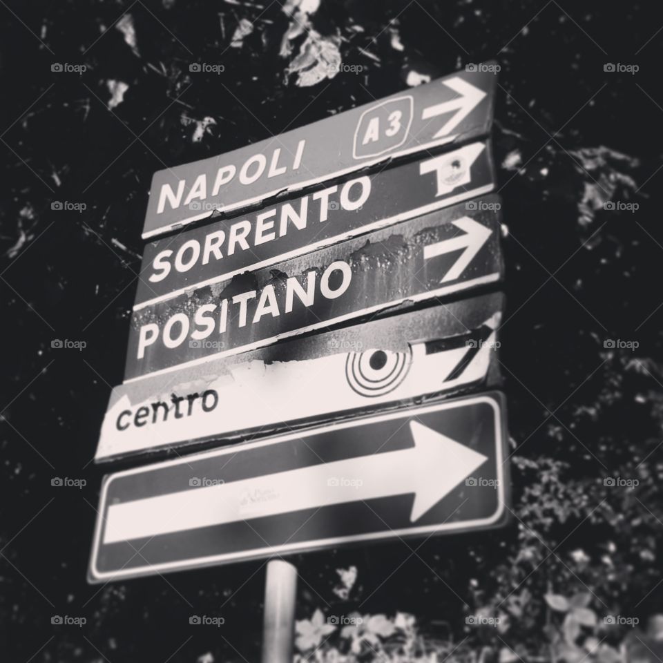Turn Right. A sign in a small town in southern Italy